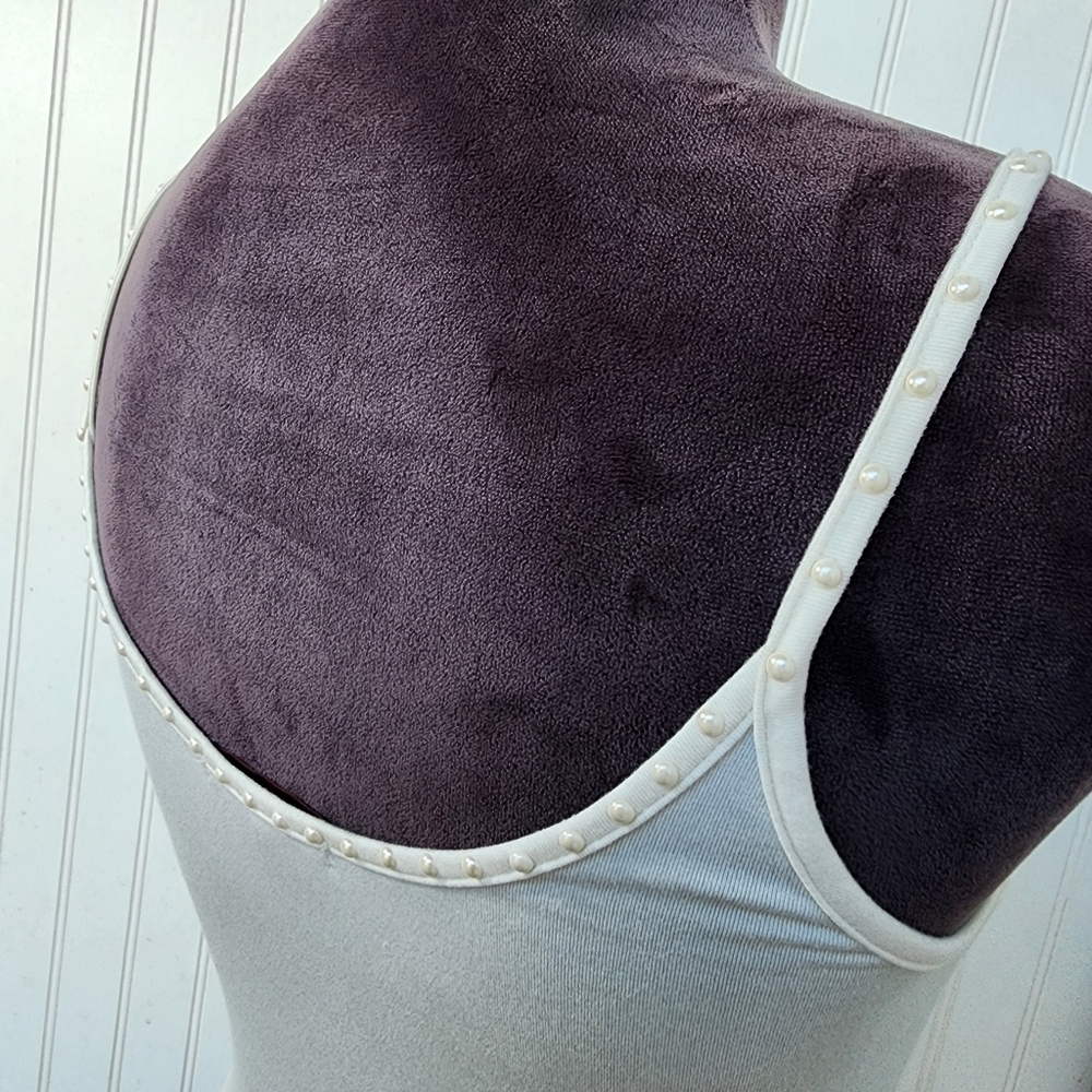 Red by BKE Womens Strappy Ivory Cream White Tank Top Strerch Studded S - Picture 11 of 11